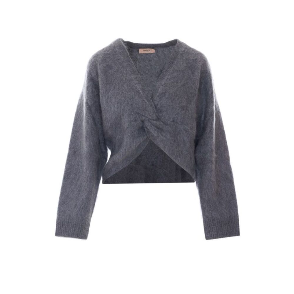 Twinset Women Brushed Wool Knit With Knot